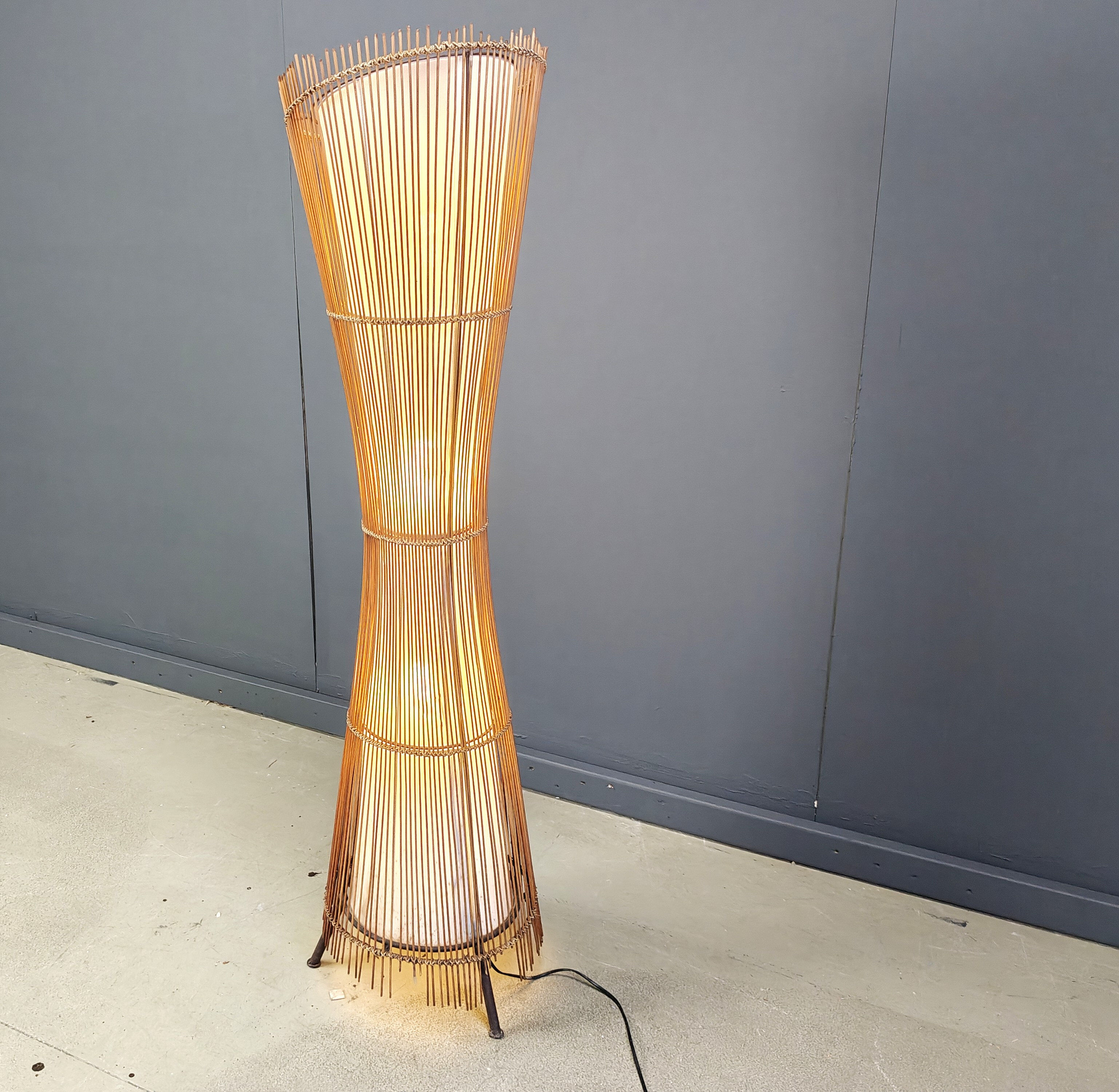 Vintage Italian bamboo floor lamp, 1960s
