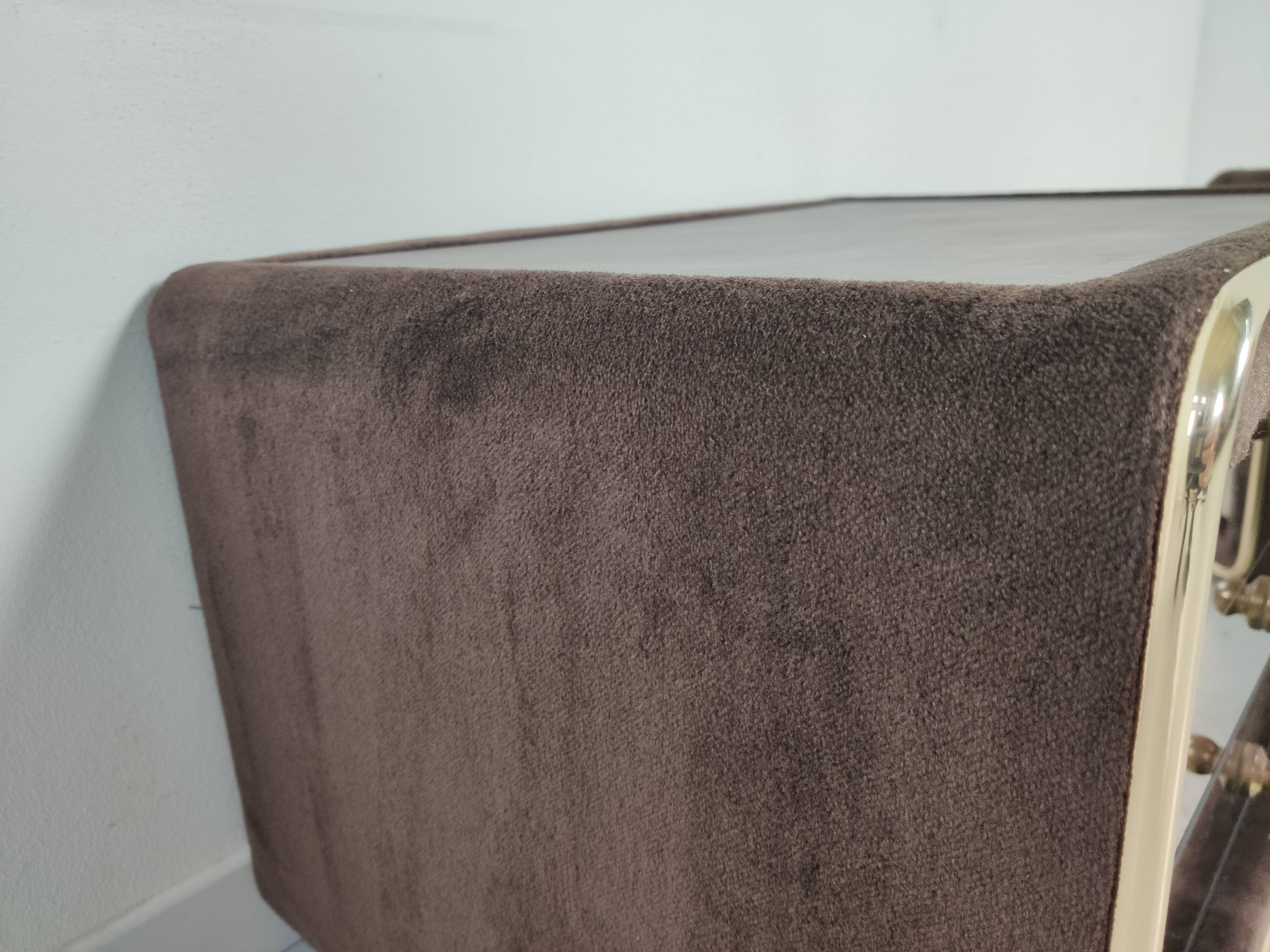 Pair of mirror and leather bedsides Ruf international, 60s/70s