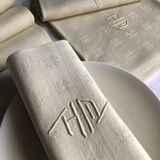 Antique napkins damascus and monogrammed tinted fresh butter