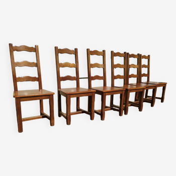 Set of 6 solid oak wood chairs - ferme compagne montage