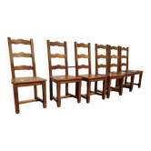 Set of 6 solid oak wood chairs - ferme compagne montage