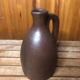 Ancienne Bouteille En Grès Marron Signature Vintage #A589