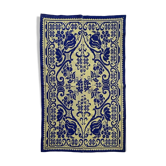 Tapis floral roumain tissé à la main en laine, fond violet et jaune