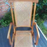 Folding beech cane armchair