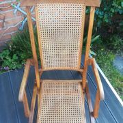 Folding beech cane armchair