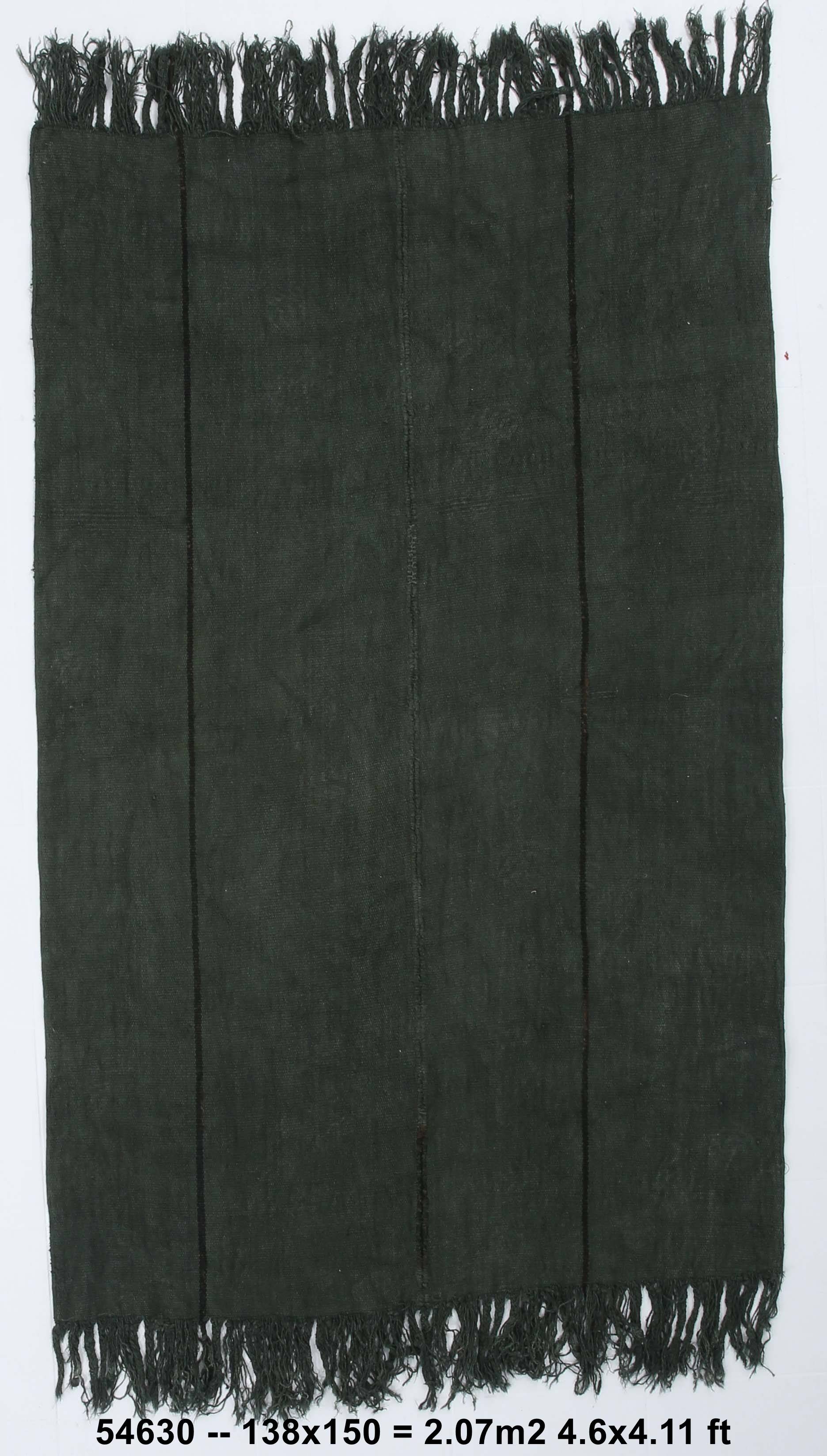 4x5 Dark Green & Black Kilim Rug, 138x150Cm