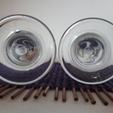 Bougeoirs en verre pied boule, lot de 2