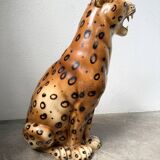 Statue sculpture XL céramique italienne léopard 1970