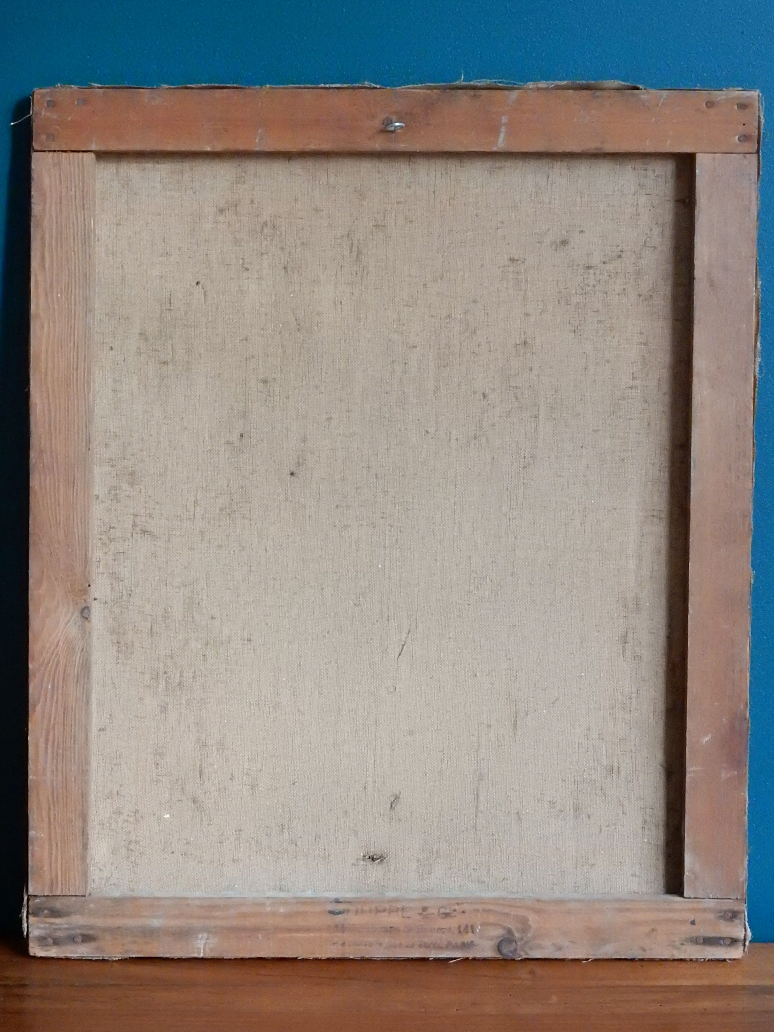 Tableau peinture ancienne homme bord de mer