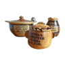 Set of 3 advertising pots in glazed terracotta
