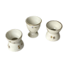 Set of 3 old porcelain egg cups Bleuet model tableware vintage collection