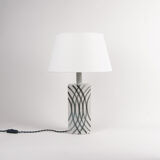 White table lamp with black free hand decorations by Per Linnemann-Schmidt