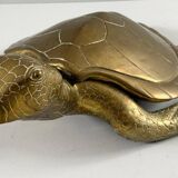 Hollywood Regency, brass turtle sculpture/box, France, 1970s