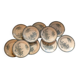 Set of ten vintage Terre de Fer Pervenche pattern plates