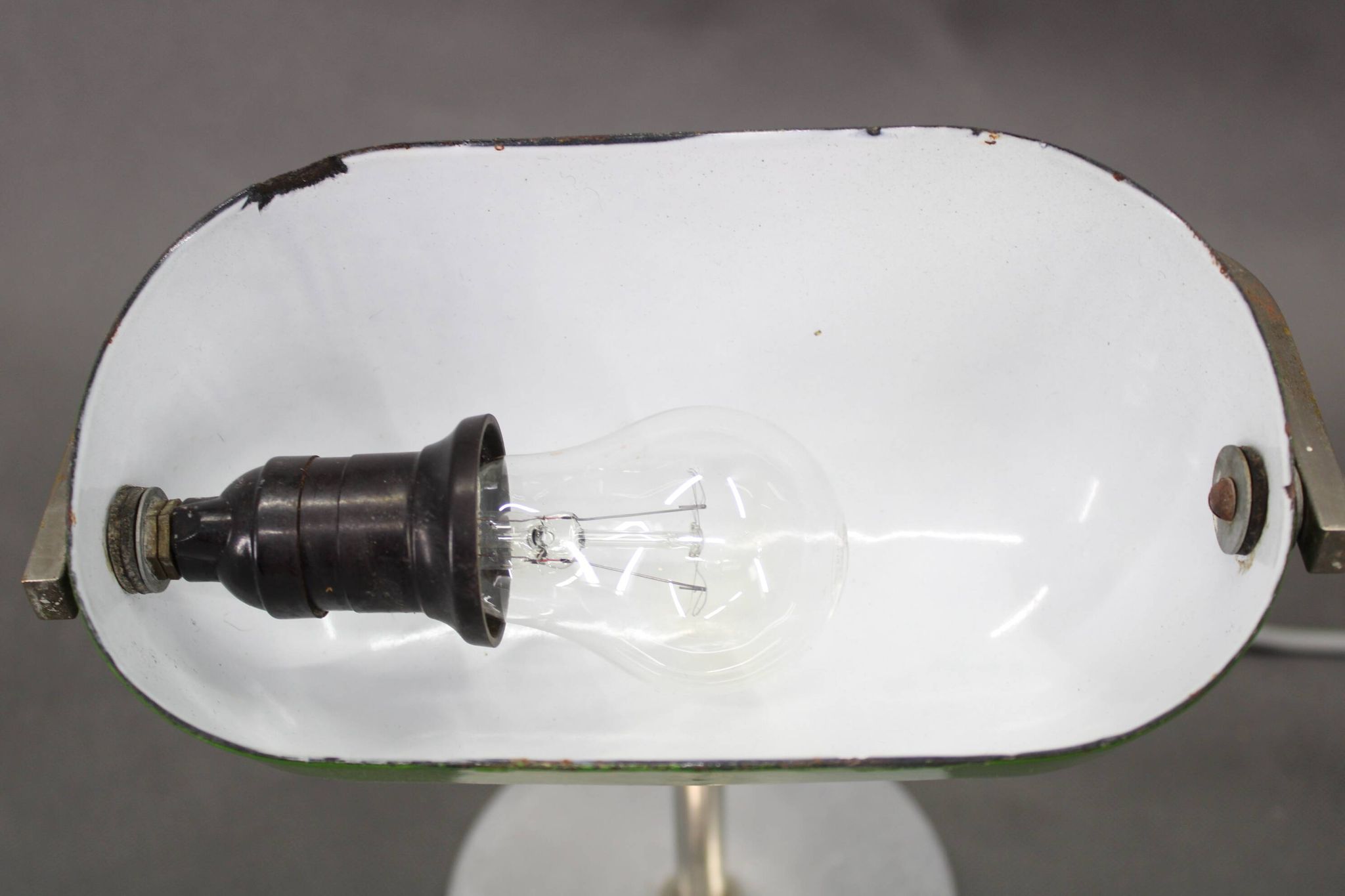1940s Art Deco Nickel Banker Table Lamp, Czechoslovakia