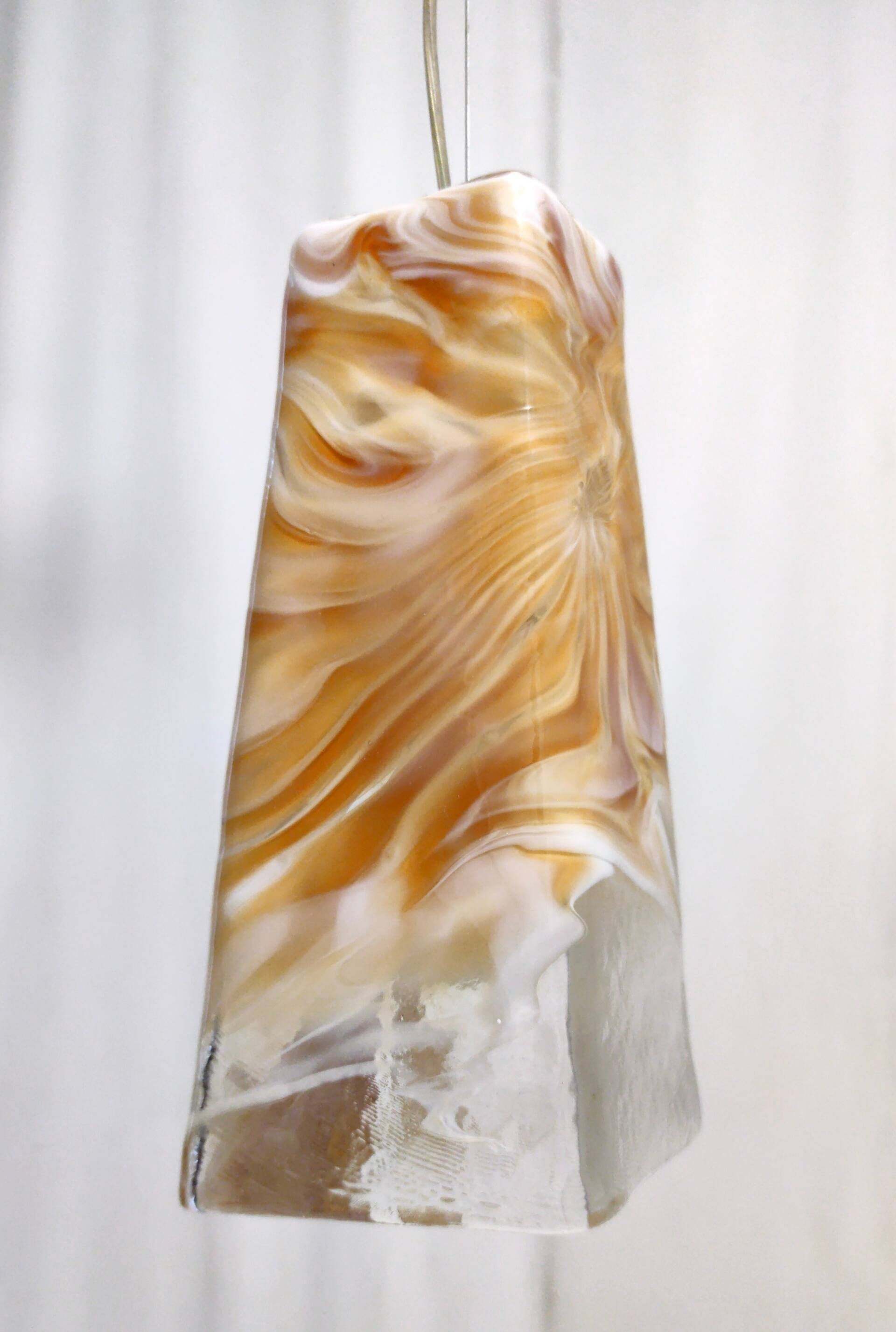 Postmodern Orange Murano Glass and Brass Pendant by La Murrina, Italy, 1980