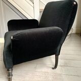 Fauteuil en velours noir Napoléon III