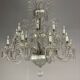 Transparent blown and pinched glass chandelier trimmed with crystals, austria circa 1920