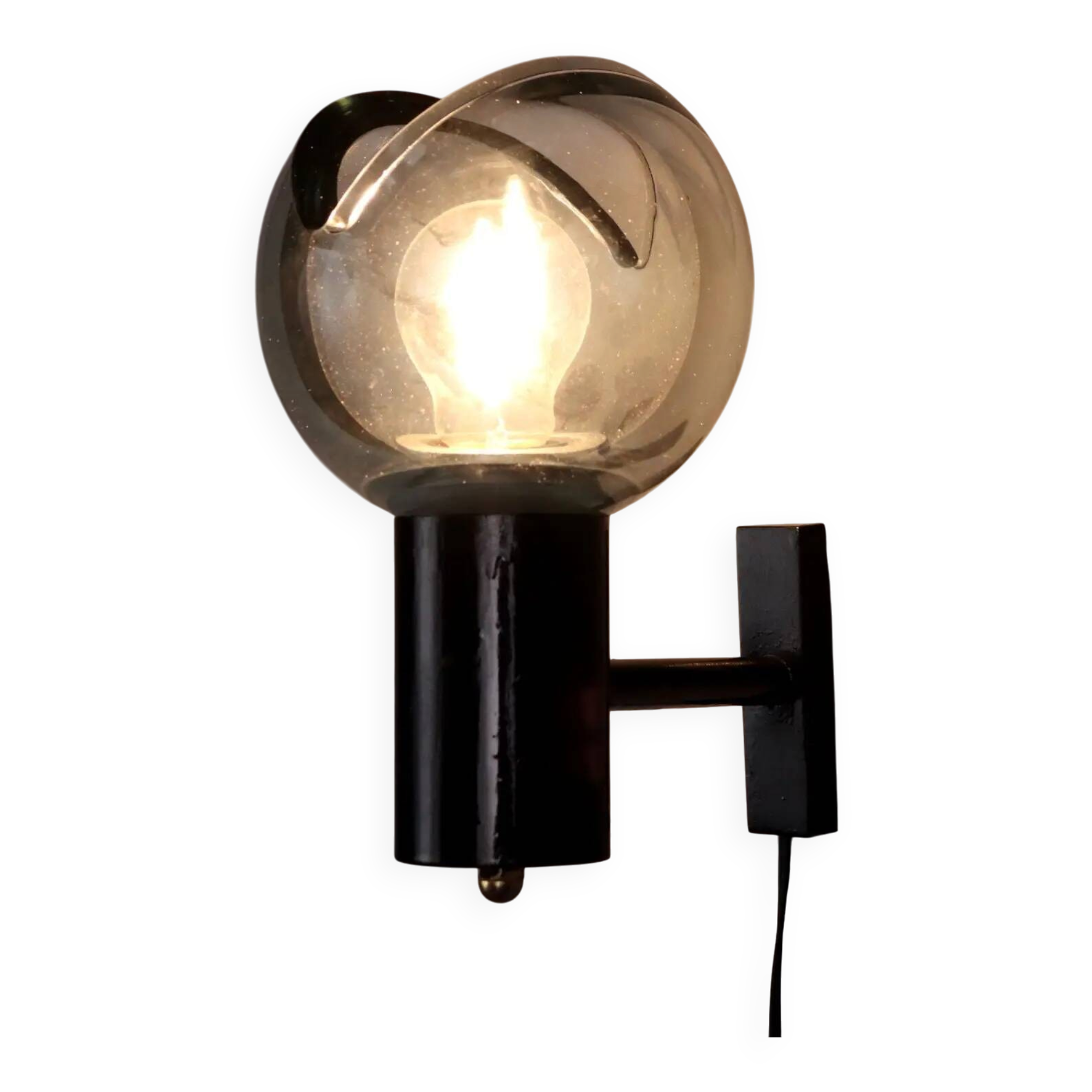 Vintage wall light in glass and aluminium, Italy, 1960s