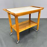 Vintage Wood and Plywood Serving Cart, 1970's