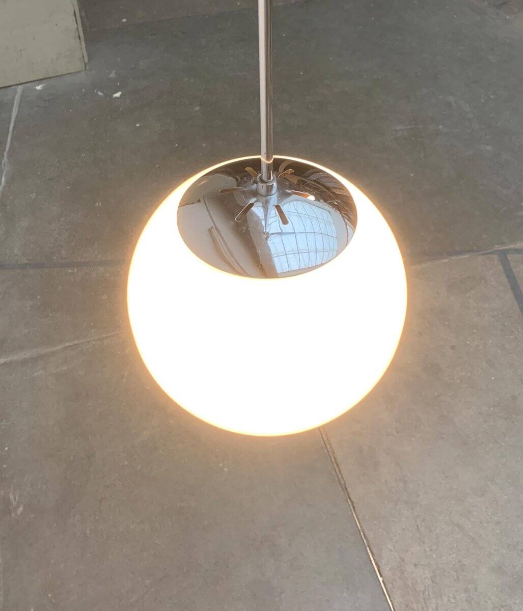 Mid-Century German Glass and Metal Ball Pendant