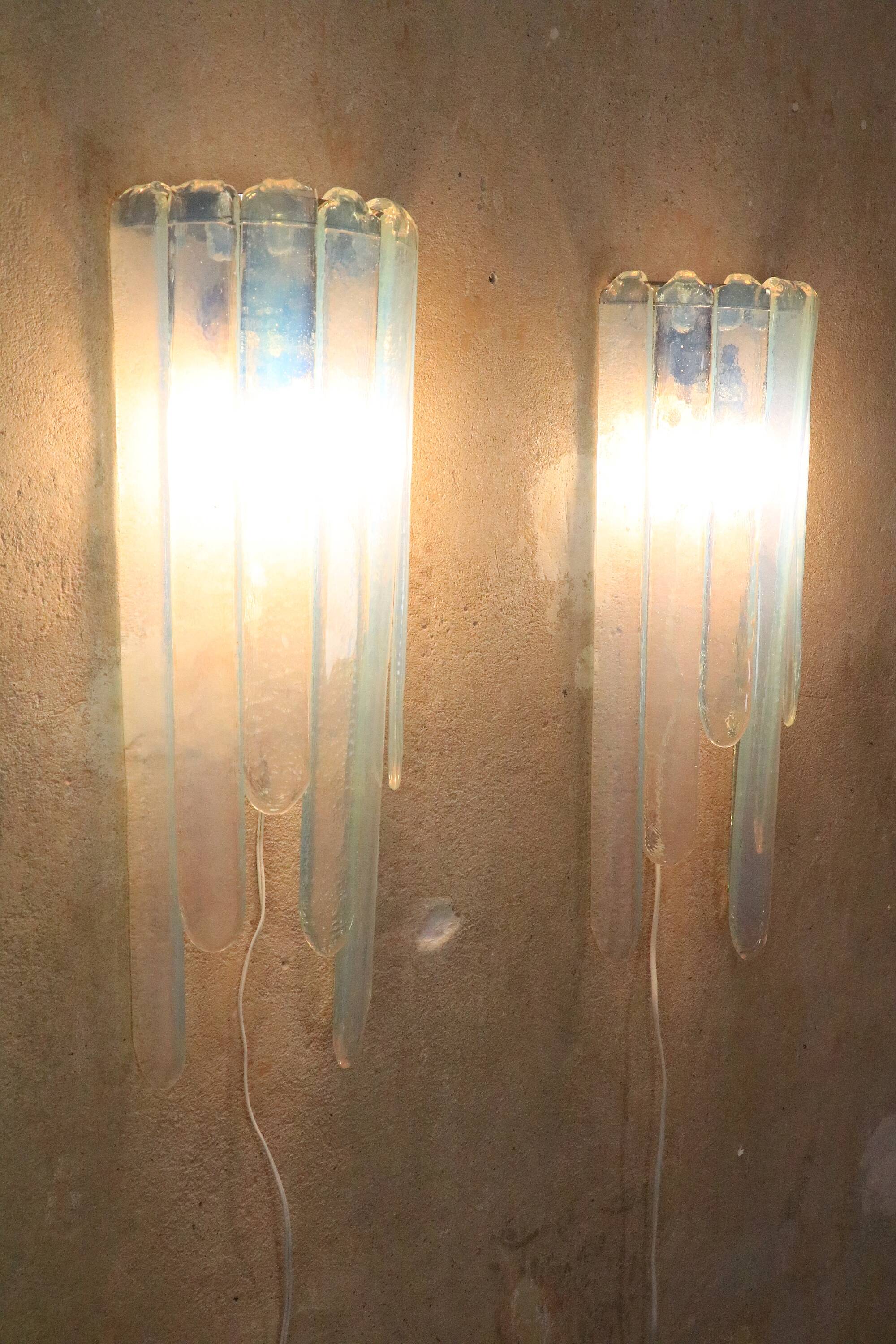 1 x Wall lamp by Carlo Nason for Mazzega, Cascade, Ice Blue, 1970s