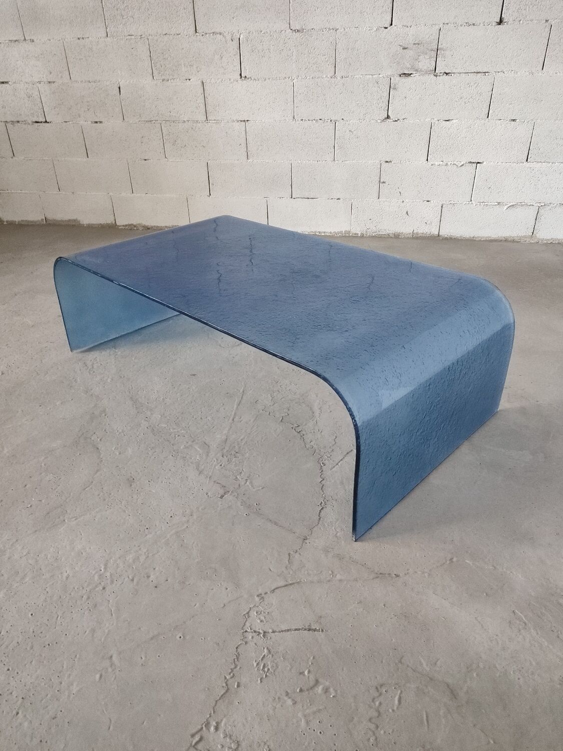 Vintage Italian blue glass coffee table