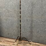 Pied de lampadaire vintage en fer, verre et laiton doré vers 1950