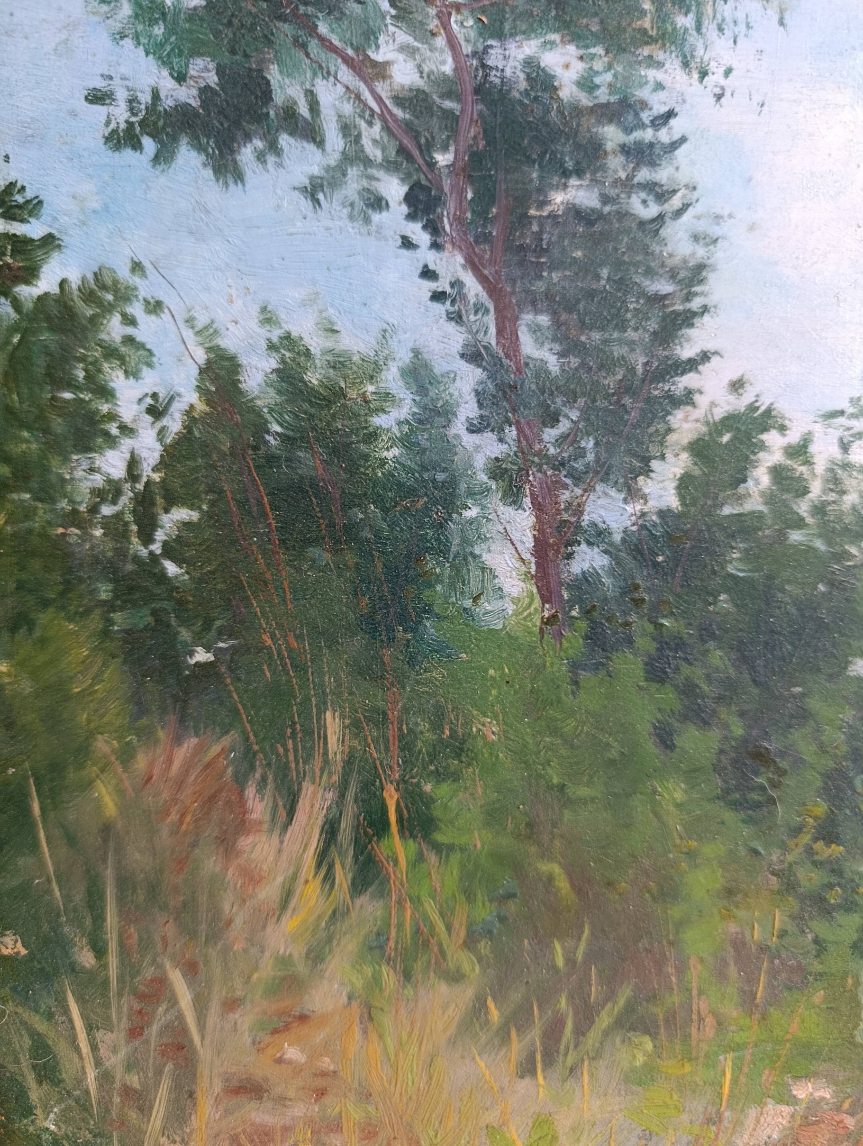 French vintage oil painting on board, signed A. Gillaz