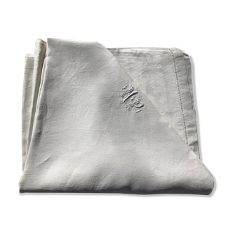 Embroidered tablecloth AP hem day scale damask foliage