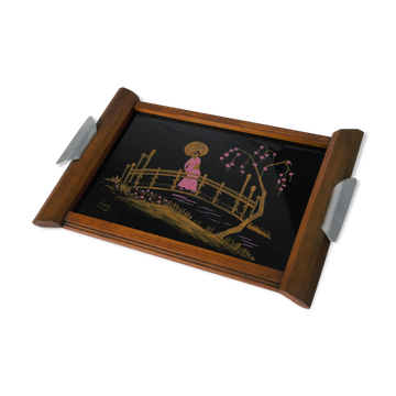 Plateau art déco motif asiatique