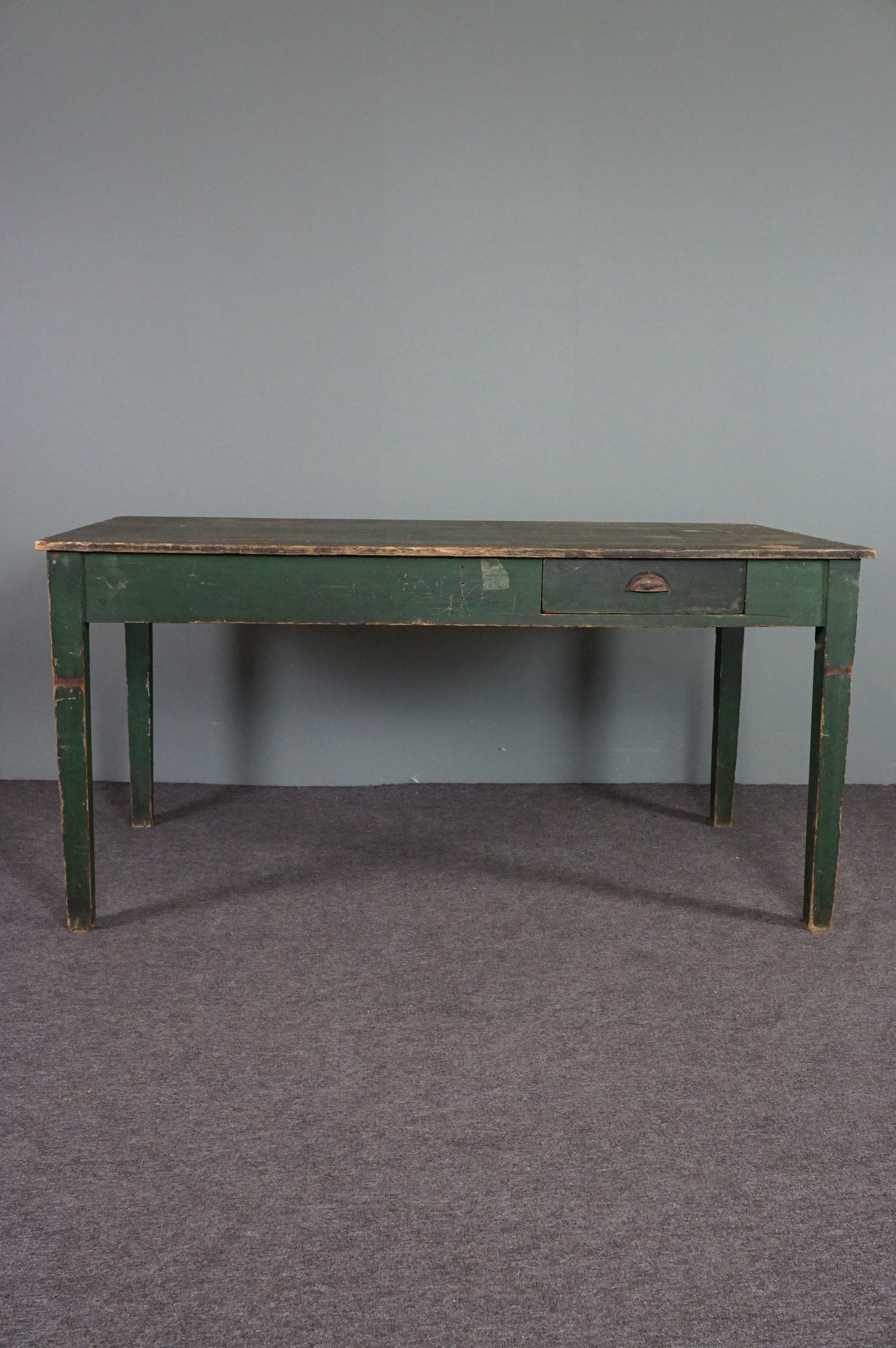 Farm dining table in pastry French green pine