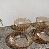 4 amber glass bowls