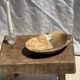 Small stool, rectangular accent stool in solid teak wabi-sabi H26
