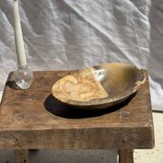 Small stool, rectangular accent stool in solid teak wabi-sabi H26