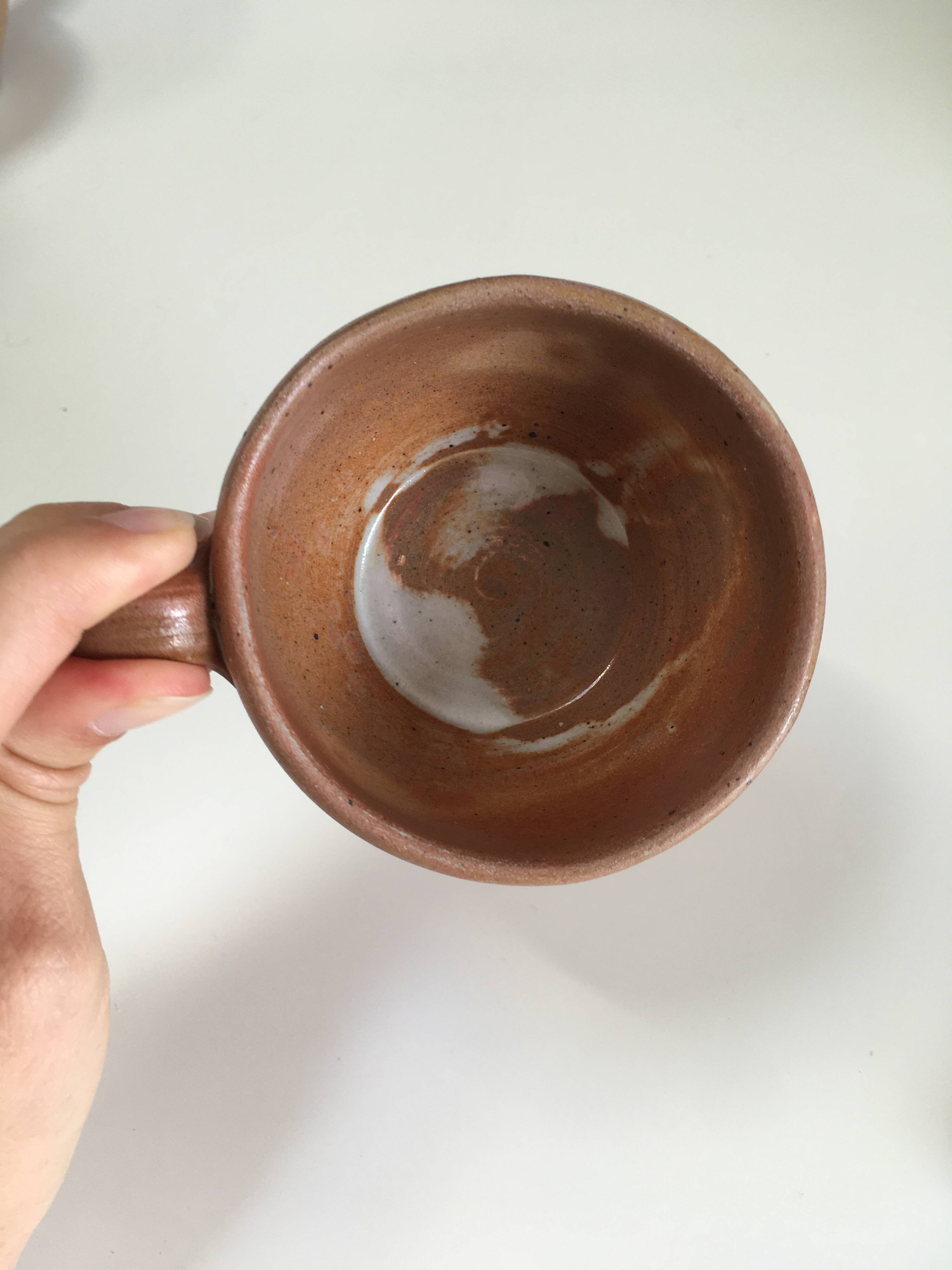 Set of 5 handcrafted ceramic mugs – terracotta