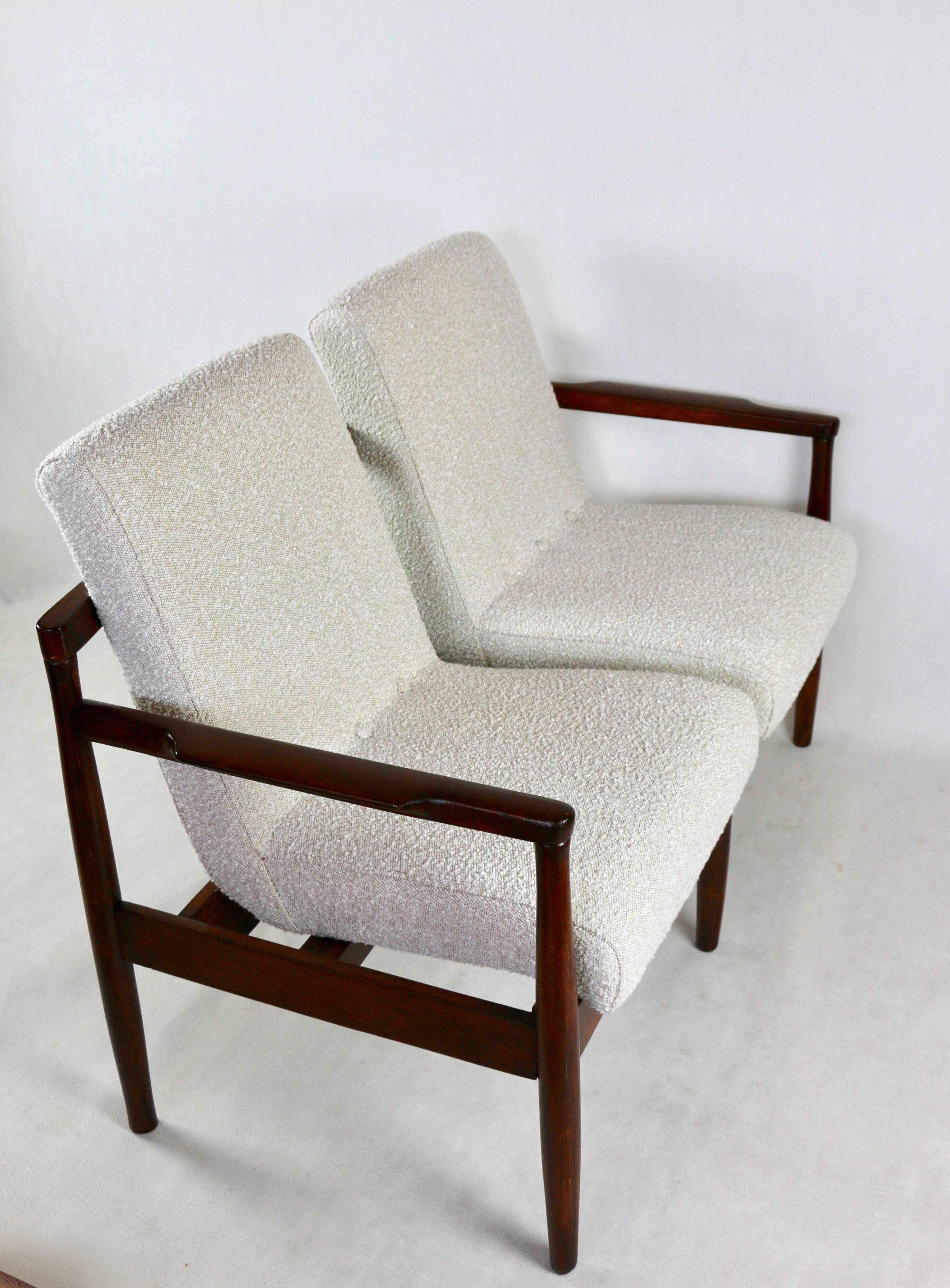 Beautiful vintage double sofa bench from the 70s - ivory boucle