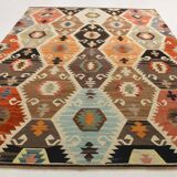 Geometric Mutlicolor Large Vintage Kilim Rug, 298x392Cm