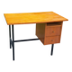 Vintage oak desk with a metallic base from the 1960s.