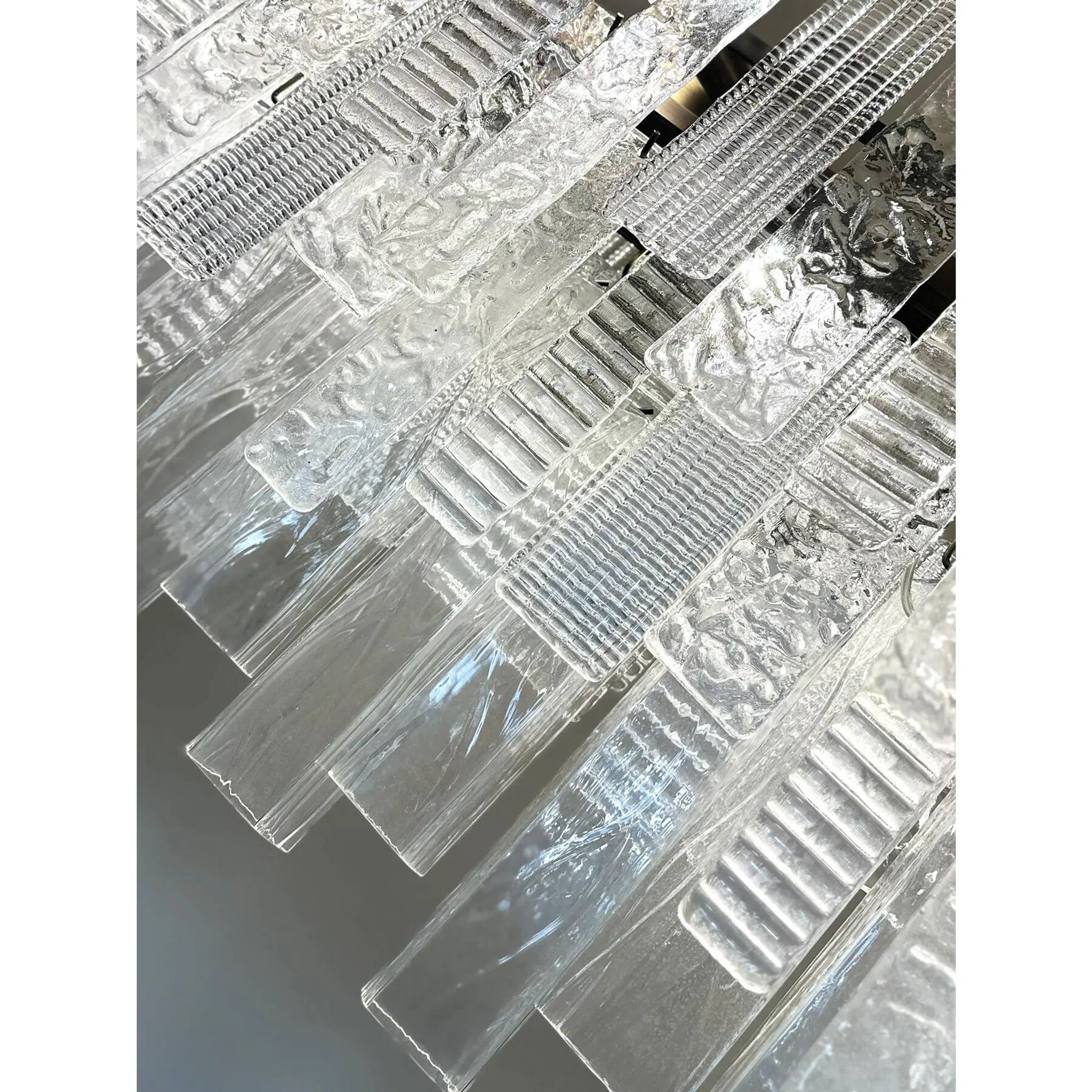 Contemporary Italian Rectangular Strip “Listelli” Murano Glass Chandelier b