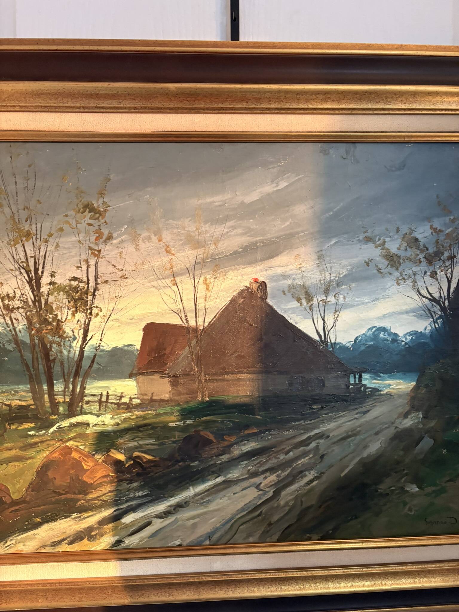 Oil Painting Canvas DEMAREST House Path Forest Landscape River