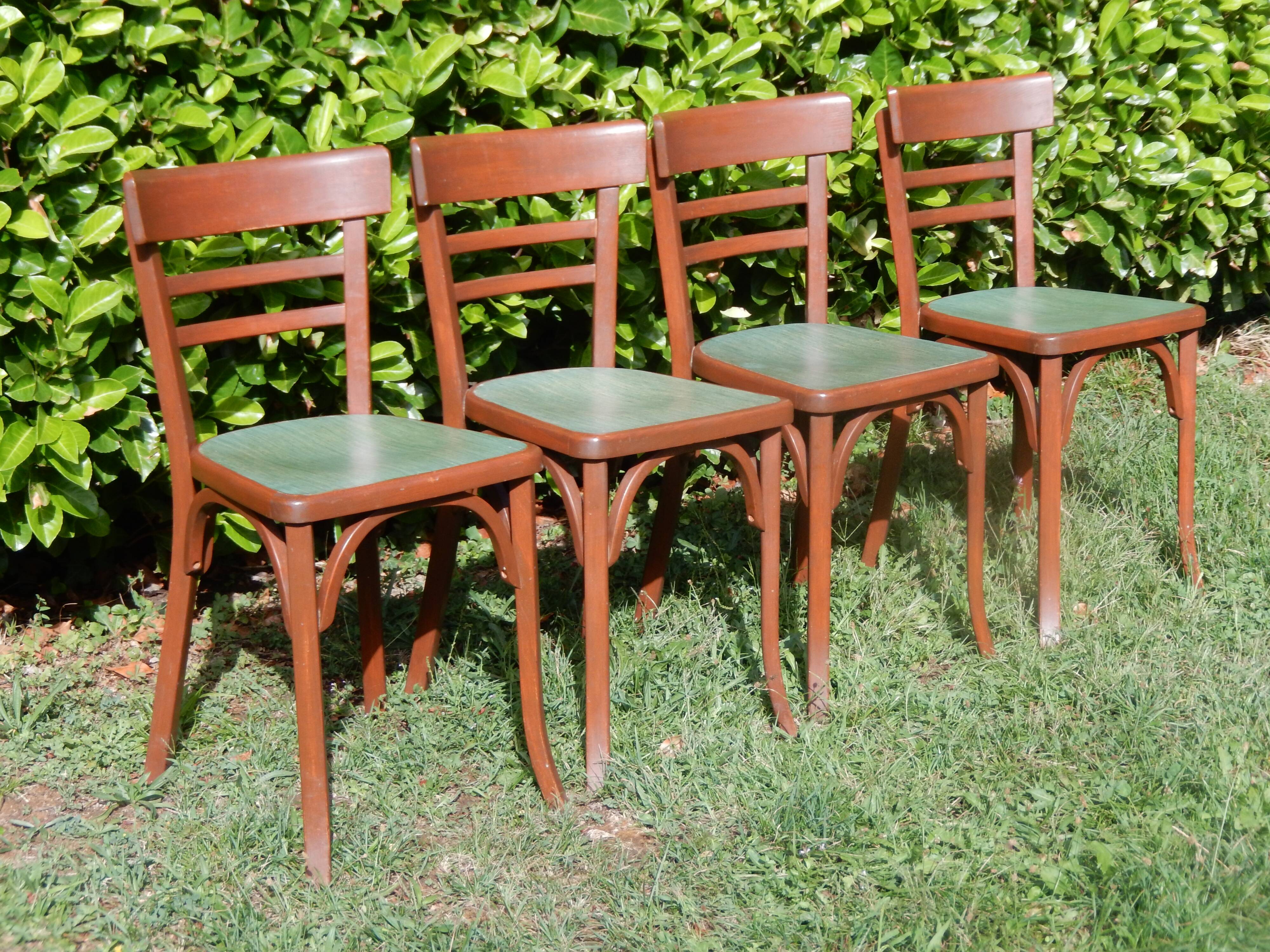 Set of 4 superb vintage Baumann bistro chairs.