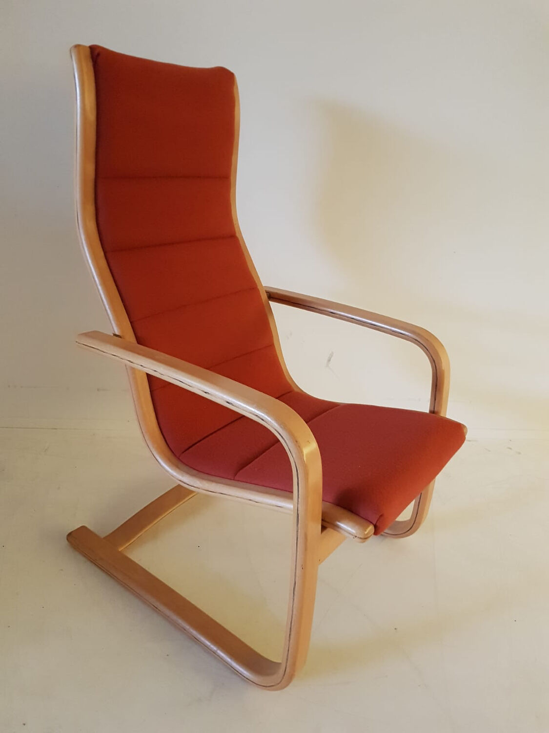 Yngve Ekström Scandinavian armchair orange terracotta wool