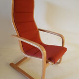Yngve Ekström Scandinavian armchair orange terracotta wool