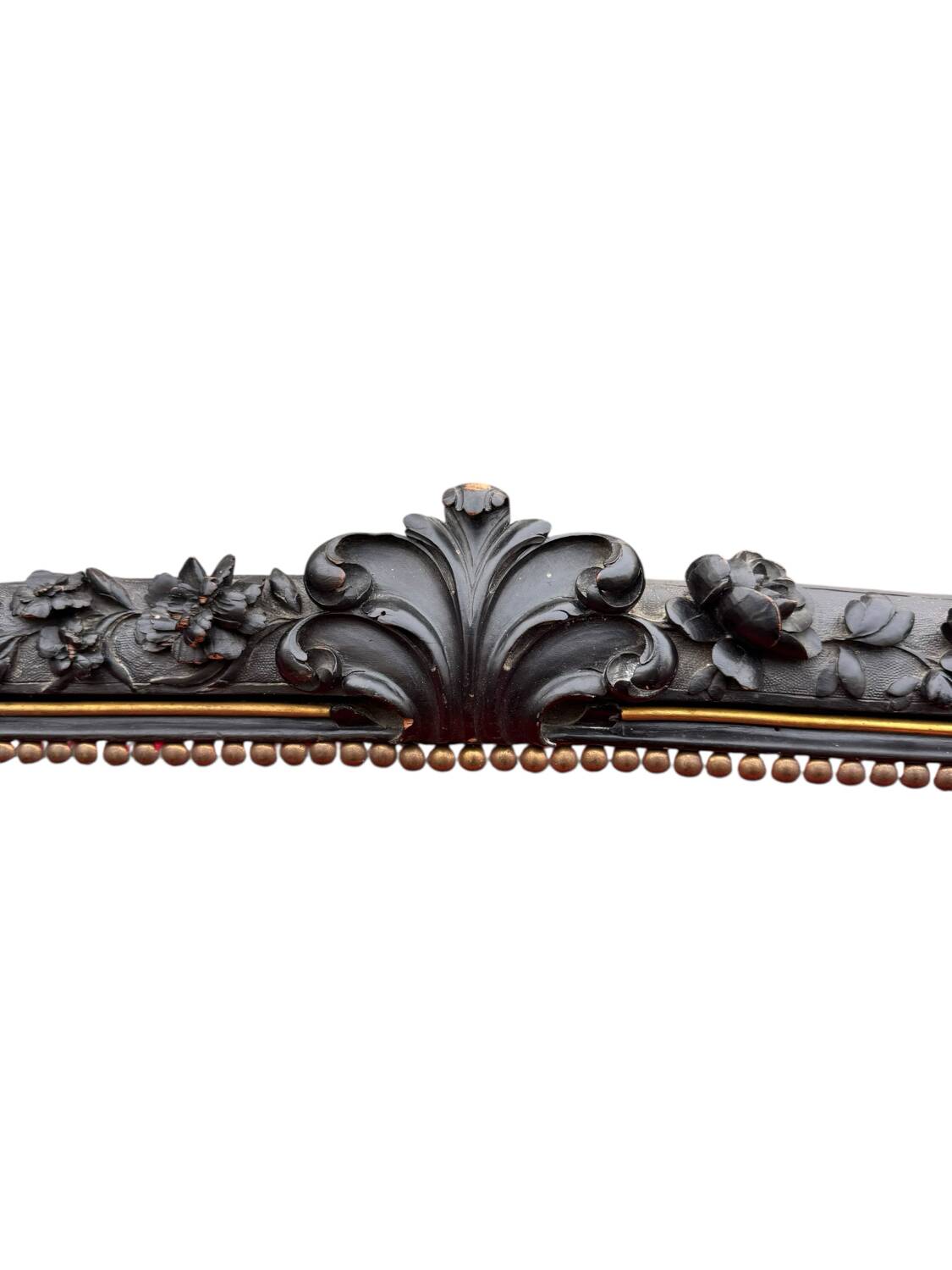 Napoleon III period bench – Blackened wood, brass and red velvet