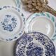 Assiettes plates bleu vintage