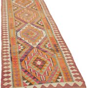 Turkish Handwoven Vintage Herki Kilim 107 cm x 342 cm