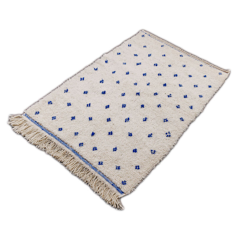 Tapis marocain pois bleu 105x155 cm