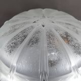 Important Art Deco Wrought Iron Lamp with Starry Glass Dome, c. 1930