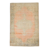 6x9 Peach Orange Turkish Vintage Rug, 192x288Cm